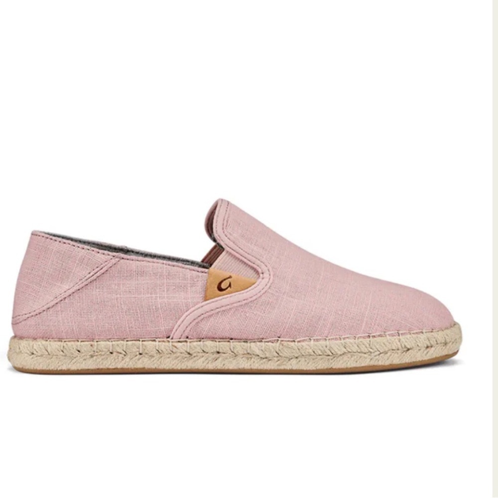 Olukai Women's Kaula Pa'a Kapa Linen Espadrilles - Rose Sea Salt size 7.5
